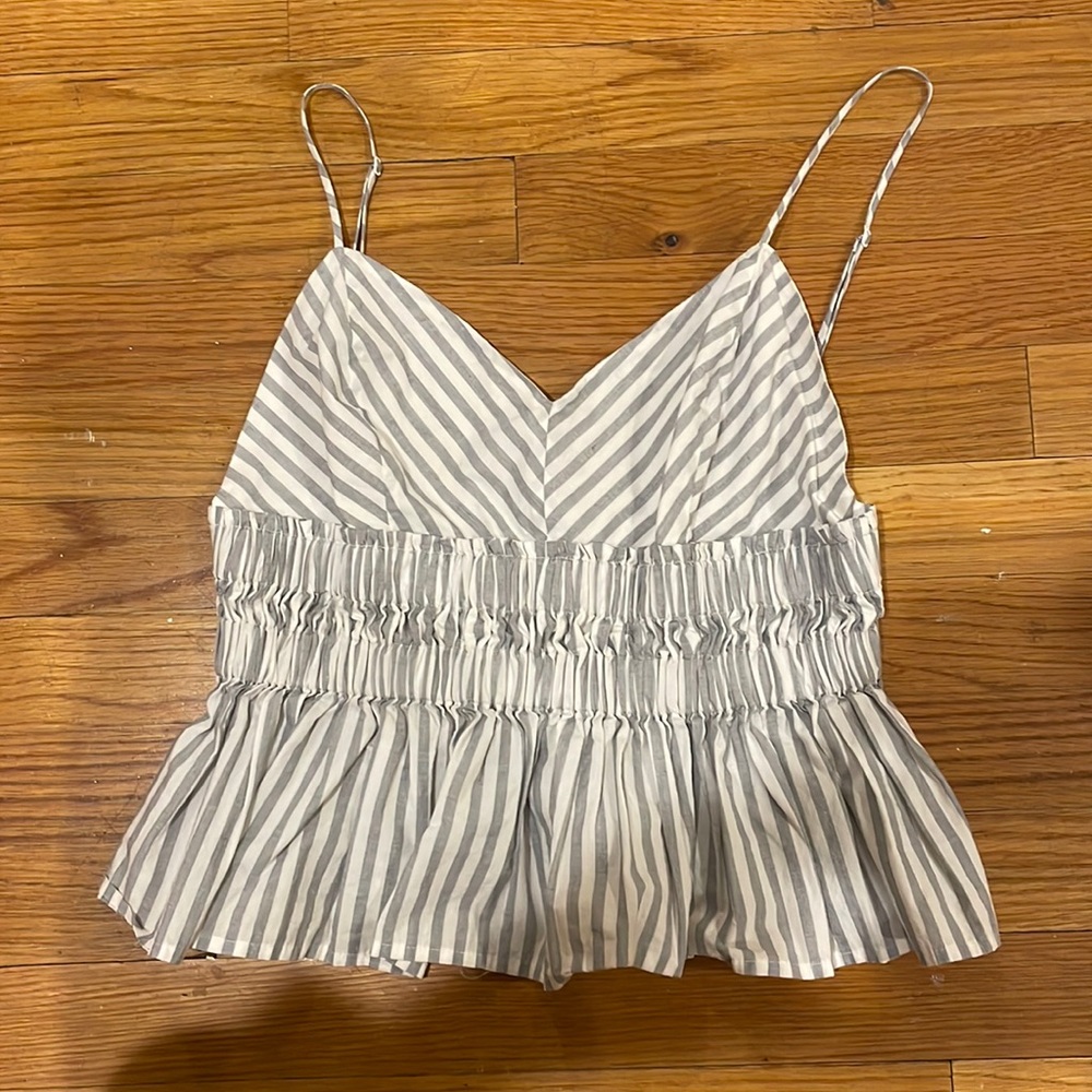 Express blue and white flowy tank top
